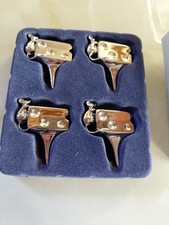 Set of 4 Silverplated SILEA Cheese Markers-Mice on Swiss Cheese With Cards Bnib