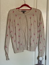 ￼ flamingo patterned cream cardigan size 8 Primark
