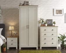 Lancaster 3 PC Bedroom Furniture Set Cream Wardrobe Beside Table Chest Drawers
