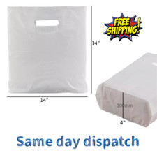 White Patch Handle Plastic Carrier Bags for Retail, Supermarket - All Sizes 30Mu
