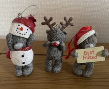 Trio of Christmas Tatty Teddy Hanging Christmas Decorations