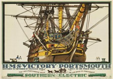 Vintage Railway Poster HMS Victory Portsmouth Train Advert Nelson PRINT A3 A4
