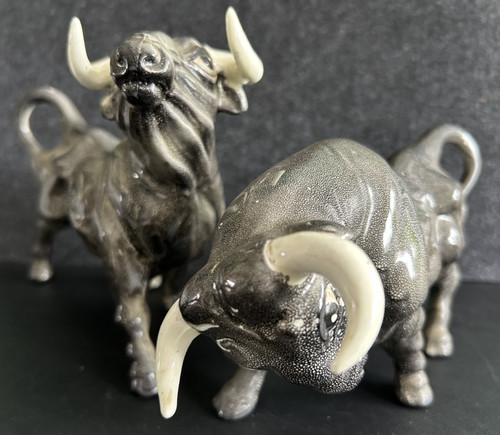 Two vintage ceramic - ceramic, bull