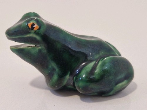 Vintage ceramic frog dark - ceramic,