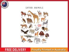 NEW (LAMINATED) SAFARI ANIMALS  (61X91CM) EDUCATIONAL CHART PICTURE PRINT