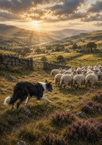 Border collie sheepdog art - border,