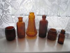 6x BROWN CHEMIST MEDICINE APOTHECARY CURE VINTAGE OLD ANTIQUE BOTTLES