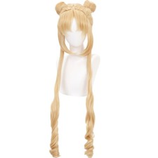 Cosplay Costume Wig Long Party Hairs Anime Sailor Moon Tsukino Usagi Gold Yellow