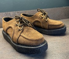 WOMENS handmade tan suede brothel creepers rubber soles unworn UK 3 EU36 Dace V 