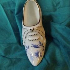 Compton Woodhouse Bone China Princess Royale Miniature Shoe Ornament Blue White