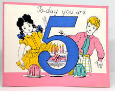 Vtg 5th Children Boy Girl Cake