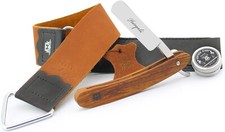 Vintage shaving kit 3 pcs cut throat razor shaving brush wooden men shaving set