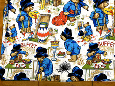 Vintage Paddington Bear Buffet Fabric Remnant 34"/87cm x 28"/72cm