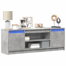 Contemporary TV Cabinet with RGB LED Lights – Concrete Grey, Engineered Wood