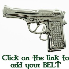 Hand Gun Pistol Belt Buckle Western Biker Cowboy Gangster Rock Bling