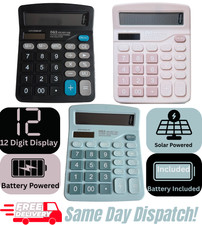 12 Digit Desktop Calculator Dual Power Large Display For Home| Office| School