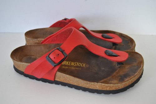 Red leather slide - , on