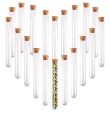 100Pcs Test Tubes w Lids 12ml Test Tubes Plastic Test Tubes w Cork (10.5x1.4cm)