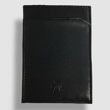 $45 Original Penguin Men's Black Leather ID Holder Credit Card Case Wallet