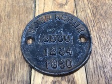 VINTAGE RAILWAY INTER REPAIR CAST IRON SIGN / WAGON PLATE, RAILWAY CARRIAGE 1980