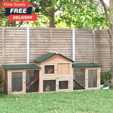 Outdoor Wooden Large Rabbit Guinea Pig Hutch 2 Storey Bunny House Small Pet Cage