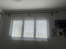 IKEA Extendable Black Curtain Pole With 3 Brackets And Finials