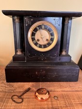 Large Black Slate Mantel Clock. Possibly 19th Century