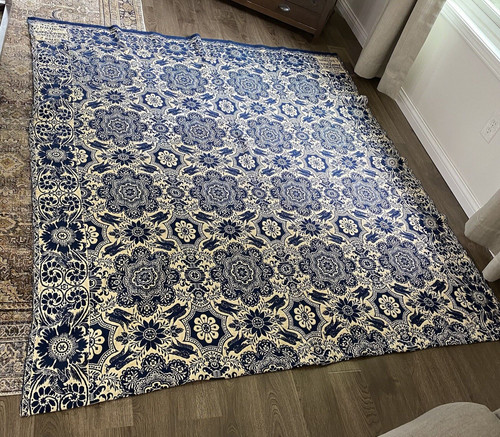 Antique coverlet navy blue - antique,