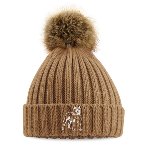 Embroidered staffy pom chunky - staffy,