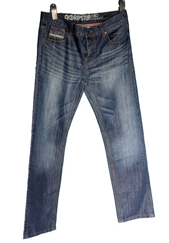 Mens jeans blue denim ripstop - jeans,