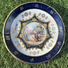 Cobalt Limoges China Saucer Plate Gold Encrusted Love Figurines