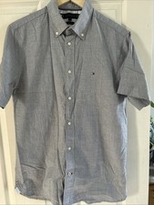 Tommy Hilfiger Men's Light Blue Cotton Short Sleeve Shirt