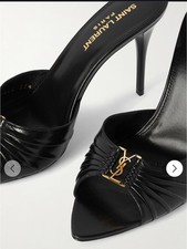 Saint Laurent YSL Babylone Leather Mules In Black