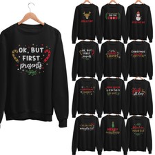 Christmas Jumper Slogan Sweater Unisex Santa Black Novelty Funny Sweatshirt