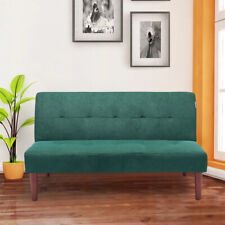 2 Seater Sofa Bed Sleeper Click Clack Backrest Linen Fabric Guest Room Recliner