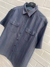 M&S Shirt Striped Blue Grey