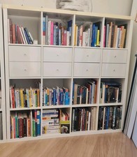 IKEA Kallax 4x4 Shelving Unit White, 147cm x 147cm High Gloss with 8 drawers