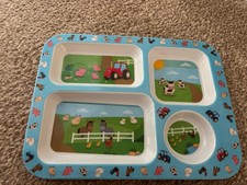 Farmyard Animals Tractor Kids Divided Plate Leonardo Collection