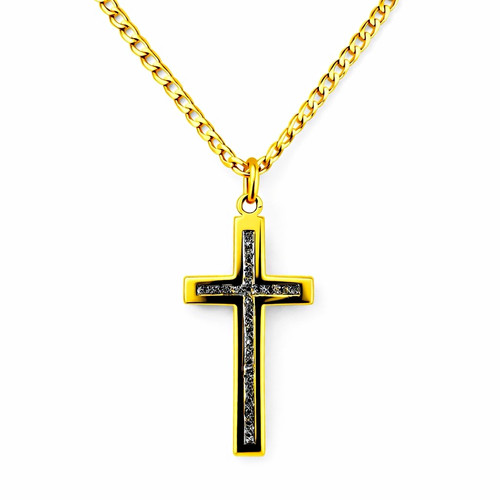 9ct gold diamond cross - 9ct,