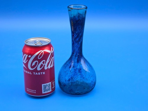 Handmade blue glass bud vase - glass,