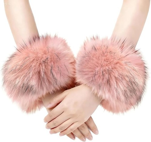Faux fur wrist cuffs winter - faux,