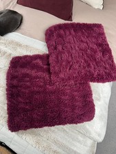 Pair faux fur maroon cushion cover 50 x 50cm