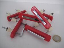 6 TRUE VINTAGE BAKELITE RED PLASTIC CHROME ART DECO DRAWER CUPBOARD PULL HANDLES