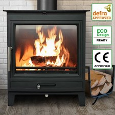 Defra Approved 8KW Multifuel Stove Wood Log Steel Burner Fireplace Eco Design UK