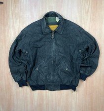 Men’s Black Vintage Timberland Weathergear Leather Bomber Jacket Size Medium