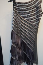 "LAYERS PARIS" Women's Grey Asymmetric Off Shoulder Dress    size 8