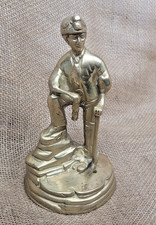 Vintage Brass Coal Miner Figurine with Lamp and Pick Statue