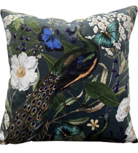Peacock printed cushion - printed, cover
