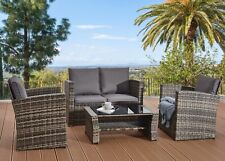 Rattan Garden Outdoor Sofa Set Furniture Table 2 Arms Chairs & Sofa Set Patio