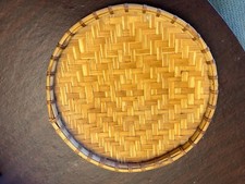 Vtg 11" Wicker Round Tray